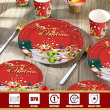 Bộ đồ ăn tiệc Giáng sinh 30 chiếc đĩa và cốc giấy hình ông già Noel 7 và 9 inch, đồ ăn nặng, đĩa tráng miệng Giáng sinh, số lượng lớn cho bộ đồ ăn tiệc - Nhiều màu - Xem 4