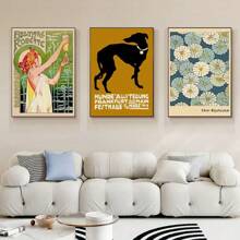 YIKES 1 pièce Affiche canevas Art Nouveau moderne rétro, peinture suspendue sur canevas pour salon, chambre à coucher, impression florale sans cadre, à utiliser pour la décoration murale, décoration de la maison