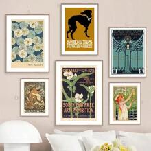 YIKES 1 pièce Affiche canevas Art Nouveau moderne rétro, peinture suspendue sur canevas pour salon, chambre à coucher, impression florale sans cadre, à utiliser pour la décoration murale, décoration de la maison