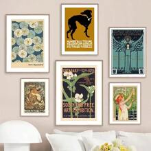 YIKES 1 pièce Affiche canevas Art Nouveau moderne rétro, peinture suspendue sur canevas pour salon, chambre à coucher, impression florale sans cadre, à utiliser pour la décoration murale, décoration de la maison