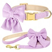 1 Pezzo Set Collare e Guinzaglio Regolabile in Nylon per Cani e Gatti, Design Carino con Fiocco per Chihuahua, Taglia Piccola/Media