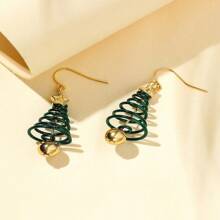 1 对全新圣诞氛围合金创意耳环，适合女性日常佩戴 - 銀色 - 查看 5