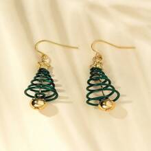 1 对全新圣诞氛围合金创意耳环，适合女性日常佩戴 - 銀色 - 查看 4