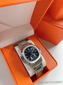 Men Fashion Square Dual Display Business Watch, Waterproof With Stainless Steel Strap, Suitable For Daily Wear, Parties, Festivals Or As A Gift - Blue - View 1