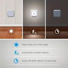 1 peça/3 peças Luz Noturna LED com Sensor de Movimento Automático, Luminária de Parede Sem Fio, Operada por Bateria, Economia de Energia, Para Escadas, Armários, Banheiro, Degraus, Quarto, Corredor, Decoração Interna