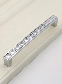 1 Stück/6 Stücke Kristall Schubladengriffe, transparente quadratische Diamant Metallgriffe, massiv Doppelloch Knöpfe für Weinschrank, Kleiderschrank, Schrank mit Schrauben, 64mm/96mm/128mm Lochabstand, Möbelbeschläge - Silber - Übersicht 18