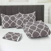 Lux Decor 5-Piece Comforter Set, Soft Microfiber Bedding With Plush Texture, All-Season Comforter, Pillow Shams And Bed Skirt Included, Elegant Hotel Collection Bedding For Bedroom, Guest Room And Home - 四葉灰 - 查看 4