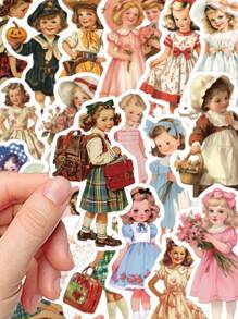 50pcs Cute Girl Cartoon Waterproof PVC Stickers For Laptop, Phone Case, Scrapbooking, Guitar, Luggage DIY Decor Back To School
