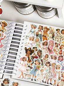 50pcs Cute Girl Cartoon Waterproof PVC Stickers For Laptop, Phone Case, Scrapbooking, Guitar, Luggage DIY Decor Back To School