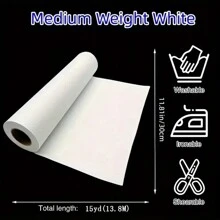 1 Roll, 11.8"X 15yd Iron-On Fusible Interfacing For Sewing And Crafts - Lightweight Polyester Interfacing For Apparel, Bags, And Home Decoration