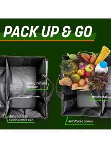 Organizador de Cajuela Auto Organizador para Cajuela de Auto Impermeable, Contenedor Plegable para Coche con Múltiples Compartimentos Exteriores e Interiores, Cuenta con Espacio para Botellas, Carro Interior Coche Accesorios, 58*43*27cm - Negro - Ver 5