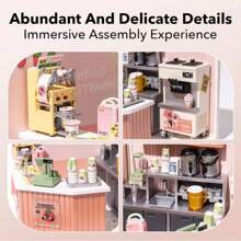 DIY Miniature House Kit Mini Dollhouse With Accessories Building Toy Set Tiny Room Making Kit With LED Light Hobby Unique Gifts - Baby Pink - View 2