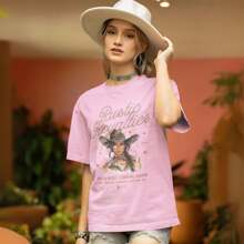 Blusa camiseta t-shirt feminina estampada RUSTIC 100% Algodão - Rosa Bebê - Visão 1