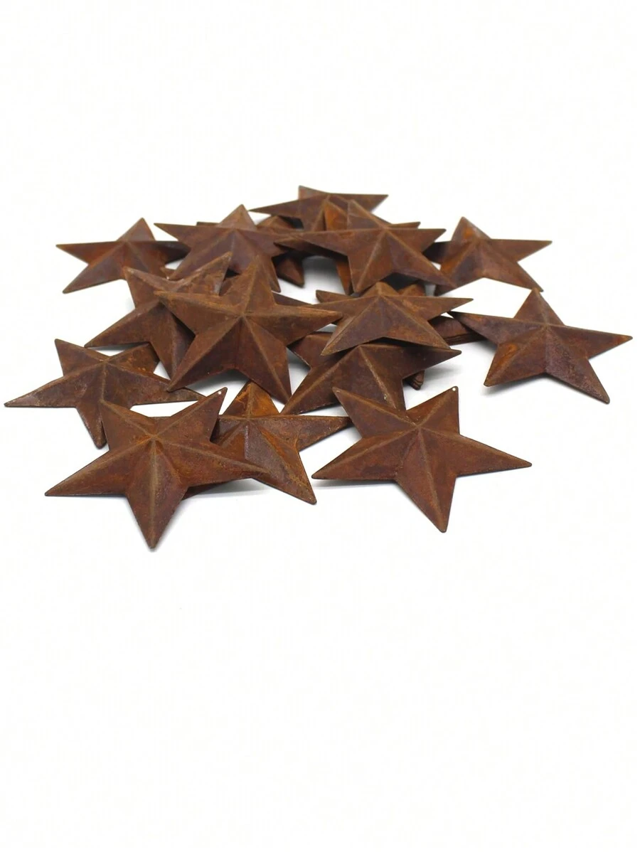 2.76in Rustic Metal Barn Star Home Decor With Hanging Rope, 6pcs/Set, 12pcs/Set,Home Decor ,Room Decor,Wall Decor Gifts Birthday Graduation - Multicolor - View 1