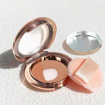 1pc Rose Gold Tone Round Mini Makeup Mirror, Powder Puff & Eyeshadow Palette Travel Organizer 1g,Makeup,Cheap,Room Decor,Vanity,Travel,Bedroom,Makeup Accessories,Cheap,Stocking Stuffers,Makeup,Makeup Tools,Cheap Stuff,Gifts,Gifts For Women,Christmas Gifts,Giveaways,Travel,Cheap Stuff,Travel Essential