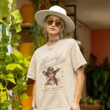 RUSTIC 100% Cotton Printed Women's T-Shirt Blouse - 米色 - 查看 2