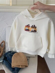 Moletom com capuz de desenho animado para meninos, blusa casual da moda para o outono