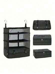 Travel Organizer Travel Luggage Bag Hanging Packing Cubes With Hanging Shelves And Laundry Storage Compartment Travel Essentials, Hanging Storage Bag Wall Storage Bag Door Storage Bag Clothes Storage Clothes Organizer Clothes Storage Box Closet Organizer For Boy Girl Men Women Student Unisex For Bedroom School Dorm Essentials Clothes Organizer College Organization Hanging Closet Organizer Organization And Storage Organizer Storage Containers Closet Storage Wardrobe Organiser Hanging Organizer For Wardrobe Closet Bedroom Dorm Essentials For Storage Underwear Bra Sock Pants Jeans T-Shirt Dress - Black - View 2