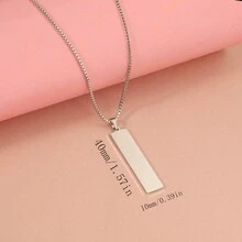 Custom Rectangle Titanium Steel Pendant Necklace Luxury Graduation Gifts For Her Couples Girlfriend Personalized Flower Name Bar Stainless Steel Pendant Necklace Personalized Gift Delicate Engraved Mother Daughter Wedding Birthday Graduation Bridesmaid