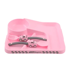 3-Piece Set/5 Pieces Set PP Children's Tableware Baby Car Fun Theme Dinner Plate Fork Spoon 3D Cartoon Shape Let The Baby Enjoy The Fun Of Eating High Temperature Resistant And Easy To Clean Multiple Colors Available - Color - View 10