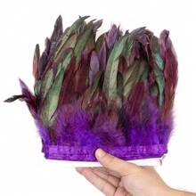 1Meter Natural Rooster Feathers Trim Fringe 15-20cm Ribbon Plumes For Craft Ribbon Fringe For Skirt Party Clothing - Multicolor - View 22