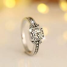 1 pièce Bague pour femme avec fleur vintage sculptée, pour fête, festival, port casual, port quotidien, bijoux pour la Saint-Valentin, mère, Fête des mères, cadeau