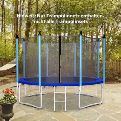 Trampoline Net, With 10 Ropes, 6 Straps, PE, 180cm Height, Double Opening Zipper, Protective Clips, Trampoline Replacement Net For Garden Trampoline