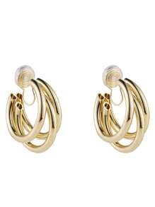 2pcs Fashion Korean Metal Vintage Clip On Hoop Earring Woman  Gold Color Geometric Without Piercing Earrings Jewelry Brincos Gift