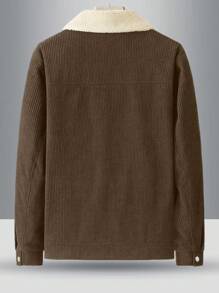 2024年新款男士户外休闲加厚保暖羊毛夹克，冬季，秋季 - 棕色 - 查看 2