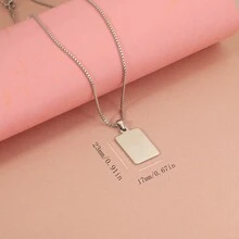 Custom Rectangle Titanium Steel Pendant Necklace Luxury Graduation Gifts For Her Couples Girlfriend Personalized Flower Name Bar Stainless Steel Pendant Necklace Personalized Gift Delicate Engraved Mother Daughter Wedding Birthday Graduation Bridesmaid
