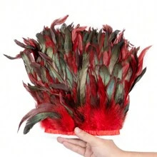 1Meter Natural Rooster Feathers Trim Fringe 15-20cm Ribbon Plumes For Craft Ribbon Fringe For Skirt Party Clothing - Multicolor - View 6