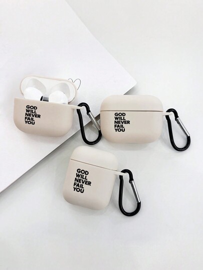 1 Stück christlicher Bibel Vers Kopfhörertasche, coole christliche Kopfhörertasche, christliches Geschenk für Freundin/Freund, Slogan beige Kopfhörertasche mit 1 Stück Kopfhörertaschenhaken, geeignet für den täglichen Gebrauch oder Kirchenaktivitäten, kompatibel mit Kopfhörertasche