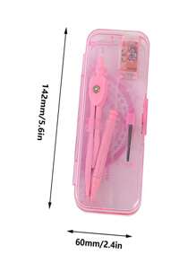 7pcs/Set Geometric Drafting Tools Kit, Includes Compass, Protractor, Triangle Ruler, Square, Ruler, Compass, And Angle Measure. School Supplies. - Multicolor - View 2