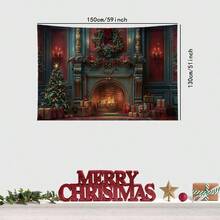 1pc Thick 105gsm Polyester Christmas Tapestry, Atmosphere Decor For Wall, Wall Art - Black - View 4