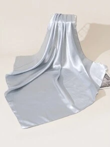 1pc Solid Color Satin Scarf, 90cm Silk Scarves - Light Grey - View 2