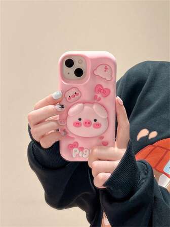 Cute Girly Pink 3D Piglet Phone Case Compatible With IPhone 13, 13 Pro, 13 Pro Max, 14 Pro Max, 14 Pro, 14, Silicone Cartoon Phone Case Compatible With IPhone 11, 12, Suitable For Samsung Galaxy A51/A53/A54/A55/A12/A13/A15
