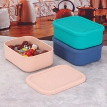 1pc Large Capacity Minimalist Solid Color Silicone Food Storage Containers Airtight Meal Prep Bento Boxes For Fruits And Vegetables,Kitchen,Christmas Gift