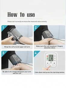 Monitor de presión arterial en el hogar, monitor de presión arterial en el brazo con soporte digital inteligente preciso, USB y 4 pilas AAA ajustable en manguito de brazo, gran pantalla LCD - blanco