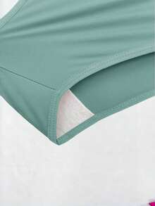 Comfort Thong Panties With Folded Waistband - Green - View 3