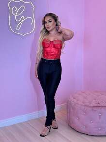 cropped de renda com bojo alta qualidade amarração nas costas moda blogueirinha