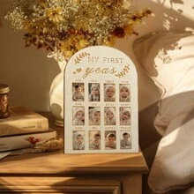 Newborn Calendar Record Picture Frame, Baby Milestone Commemorative Wooden Picture Frame Table, Recall Every Moment Of The Baby Gifts Birthday Graduation