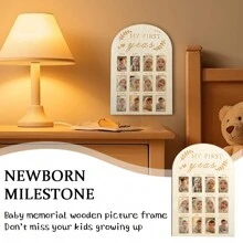 Newborn Calendar Record Picture Frame, Baby Milestone Commemorative Wooden Picture Frame Table, Recall Every Moment Of The Baby Gifts Birthday Graduation