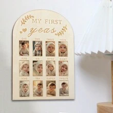 Newborn Calendar Record Picture Frame, Baby Milestone Commemorative Wooden Picture Frame Table, Recall Every Moment Of The Baby Gifts Birthday Graduation