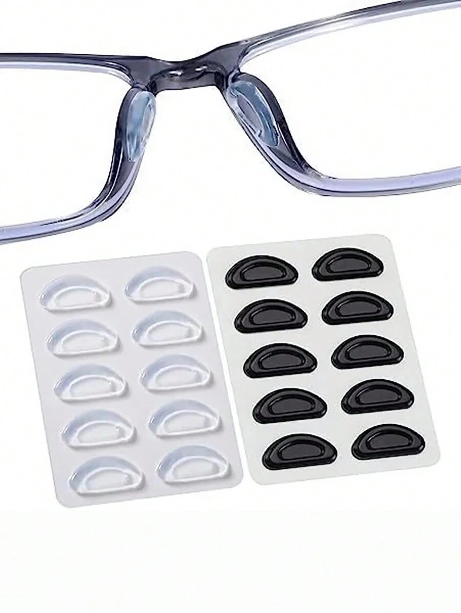 2/5 paires de tampons nasaux pour lunettes, tampons nasaux antidérapants en silicone doux et adhésifs pour montures en plastique de lunettes et lunettes de soleil (noir/blanc, 2/5 paires). Accessoires de lunettes pour femmes - Multicolore - Voir 1