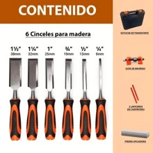 Vmingo Kit Cincel formón para Carpintería con Piedra y Guía para Afilar en Estuche - Negro - Ver 8