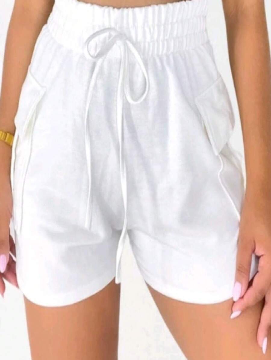 High-Rise Cargo Shorts - Beautiful And Versatile In Various Colors - trắng - Xem 1