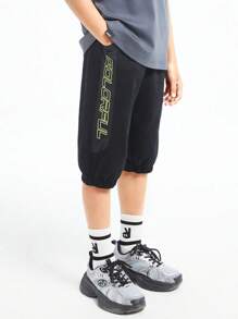 Annil Boys' Knit Capri Pants, Suitable For Summer Sports, Cool And Comfortable, Versatile Casual Pants - Black - View 3