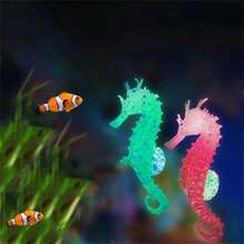 1/3 piezas Caballitos de mar que brillan en la oscuridad, decoración simulada de TPU para acuarios de peces - decoración de paisaje de caballitos de mar de silicona fluorescente para pecera - Multicolor - Ver 2