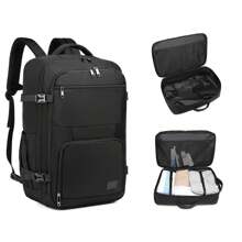 38L Multifunctional Travel Backpack - 55x35x20cm Large Capacity Hand Cabin Luggage Portable Shoulder Bag & Carry-On Rucksack For Flights Business And Daily Use - Black - View 2