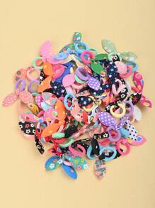 20pcs Rabbit Ear Hair Ties For Girls Cute Bowknot Hair Ties Towel Ring Elastic Hair Ropes (Random Color) - Multicolor - View 3